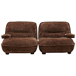 Кресло без подлокотников коричневое ну круглых деревянных ножках Loup Plush Armchair Brown варинант исполнения - 4 | Loft Concept во Владивостоке