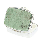 Таблетница карманная прямоугольная с 2-мя отделениями с зеркалом и накладкой из натурального камня Жадеит Silver Stone Pillboxes варинант исполнения - 2 | Loft Concept во Владивостоке