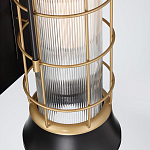 Настенный фонарь цилиндрической формы с рифленым стеклом в золотом каркасе на черном прямоугольном основании Eurofase варинант исполнения - 3 | Loft Concept во Владивостоке