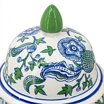 Ваза с крышкой и зелено-голубым рисунком на белом фоне 51 см Blue & White Ornament варинант исполнения - 3 | Loft Concept во Владивостоке