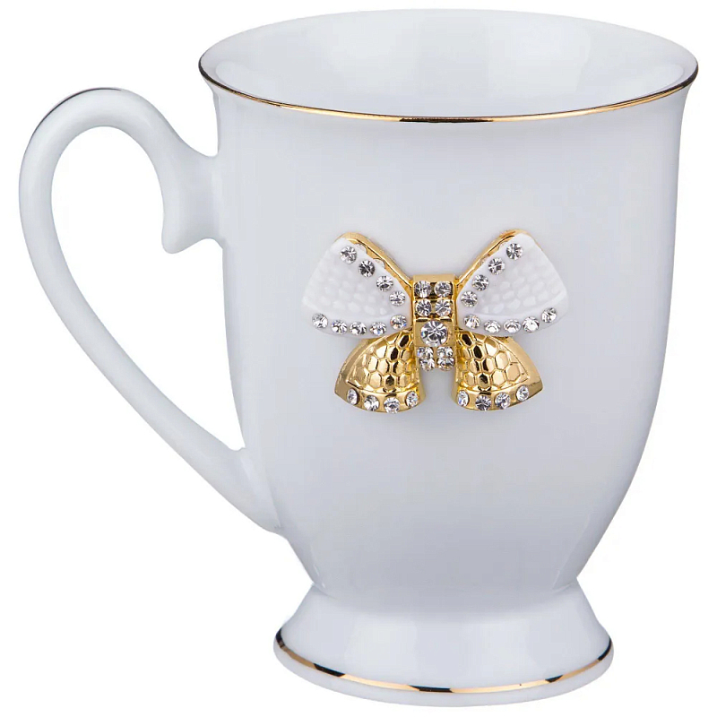 Кружка из фарфора белая со стразами 300 мл Shine Porcelain Белый Золотой Кружка из фарфора белая со стразами 300 мл Shine Porcelain Белый Золотой во Владивостоке | Loft Concept