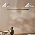 Люстра линейная с 2-мя белыми плиссированными тканевыми абажурами Combination варинант исполнения - 2 | Loft Concept во Владивостоке