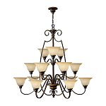 Люстра трехъярусная бронзового цвета с 15-ю кремовыми плафонами в форме чаш Hinkley варинант исполнения - 2 | Loft Concept во Владивостоке