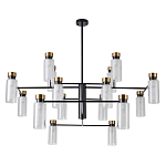 Люстра потолочная с 16-ю цилиндрическими плафонами из стекла и черным каркасом Noir Poise варинант исполнения - 1 | Loft Concept во Владивостоке