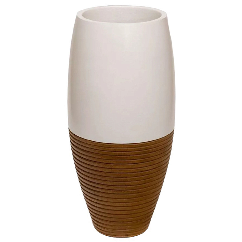 Ваза деревянная белая Vase of Thailand Белый Светло-коричневый  во Владивостоке | Loft Concept 