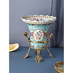 Ваза из голубого фарфора с рисунком птиц и цветов и декоративными элементами Blue Garden варинант исполнения - 6 | Loft Concept во Владивостоке