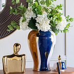 Ваза с крышкой и мазками синего и золого цвета на белом фоне Chinoiserie Ceramics варинант исполнения - 4 | Loft Concept во Владивостоке