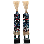 Комплект из 2-х деревянных статуэток Asmat Straw Headdress Statuettes Blue Red варинант исполнения - 4 | Loft Concept во Владивостоке