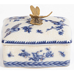 Фарфоровая шкатулка с бронзовой стрекозой Blue and White варинант исполнения - 4 | Loft Concept во Владивостоке