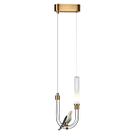 Подвесной светильник с декоративной фигуркой птицы на прозрачной изогнутой трубке Ganthea варинант исполнения - 3 | Loft Concept во Владивостоке