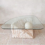 Дизайнерский журнальный стол в виде раковины с жемчужиной под прозрачной столешницей Fahin варинант исполнения - 1 | Loft Concept во Владивостоке