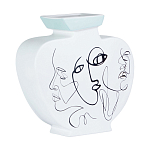 Ваза плоская белая с абстрактными черными линиями в форме лиц Faces of Imagination варинант исполнения - 1 | Loft Concept во Владивостоке
