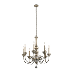 Люстра серебряного цвета с состаренным эффектом и декоративным подвесным шаром Kichler варинант исполнения - 2 | Loft Concept во Владивостоке