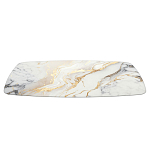 Обеденный стол с прямоугольной столешницей из стекла на черных металлических ножках White Marble варинант исполнения - 3 | Loft Concept во Владивостоке