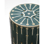Приставной круглый столик с инкрустацией blue Mandika Bone Inlay  варинант исполнения - 1 | Loft Concept во Владивостоке