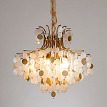 Люстра подвесная с белыми и золотыми круглыми подвесками Диаметр 70 см SHELL Chandelier варинант исполнения - 2 | Loft Concept во Владивостоке