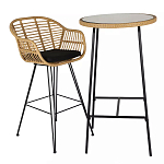 Барный столик с круглой плетеной столешницей Wicker Table Top варинант исполнения - 3 | Loft Concept во Владивостоке