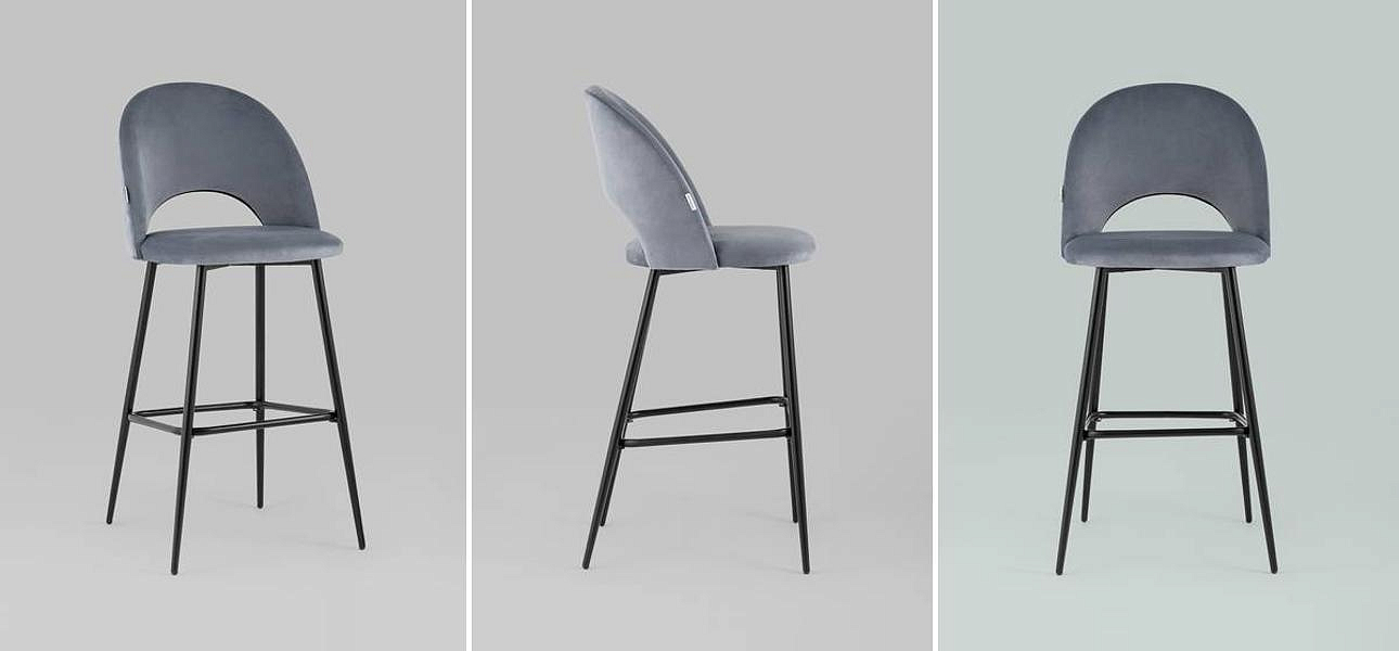Барный Стул CLIFF Chair Серый Велюр Барный Стул CLIFF Chair Серый Велюр - Loft-Concept во Владивостоке