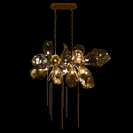 Люстра подвесная с 18-ю стеклянными плафонами с вертикальными подвесками Gilded Mirage  варинант исполнения - 3 | Loft Concept во Владивостоке