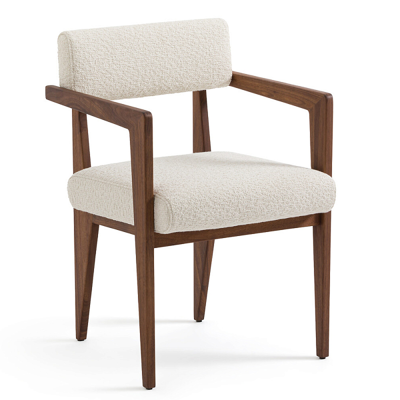 Кресло обеденное Alcove White Boucle из массива ореха Молочный Коричневый Кресло обеденное Alcove White Boucle из массива ореха Молочный Коричневый во Владивостоке | Loft Concept