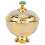 Сахарница металлическая с гравировкой и натуральным камнем Малахит в подарочной коробке Metal Stone Sugar Bowls варинант исполнения - 1 | Loft Concept во Владивостоке