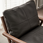 Кресло c каркасом из массива дерева и мягкой кожаной обивкой Walnut Armchair варинант исполнения - 5 | Loft Concept во Владивостоке