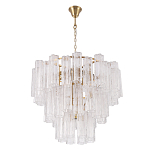 Люстра круглая многоярусная с прозрачными подвесками из стекла Hexagon Tube Light варинант исполнения - 2 | Loft Concept во Владивостоке