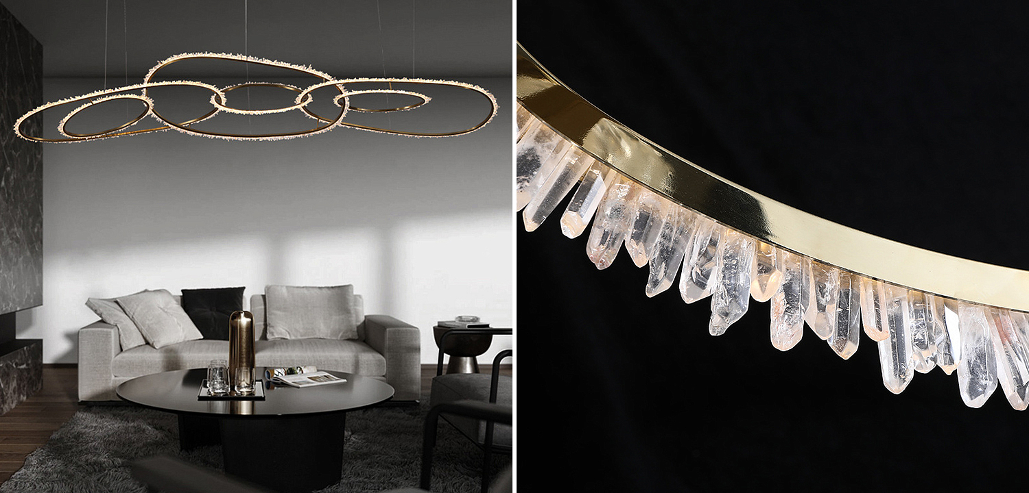 Люстра Six Rings Chain Quartz Crystal Chandelier Люстра Six Rings Chain Quartz Crystal Chandelier - Loft-Concept во Владивостоке