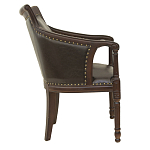 Кресло кожаное на 4-х деревянных ножках из массива березы Ethan Armchair brown варинант исполнения - 1 | Loft Concept во Владивостоке