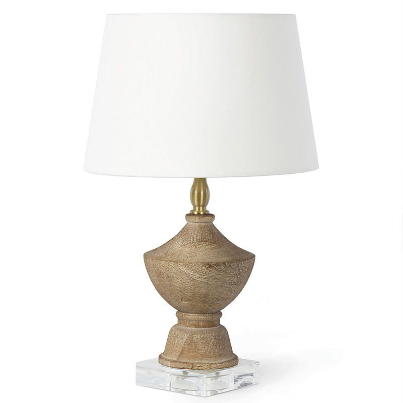 Настольная лампа деревянная с белым абажуром Wooden Table Lamp Коричневый Латунь Белый Настольная лампа деревянная с белым абажуром Wooden Table Lamp Коричневый Латунь Белый во Владивостоке | Loft Concept