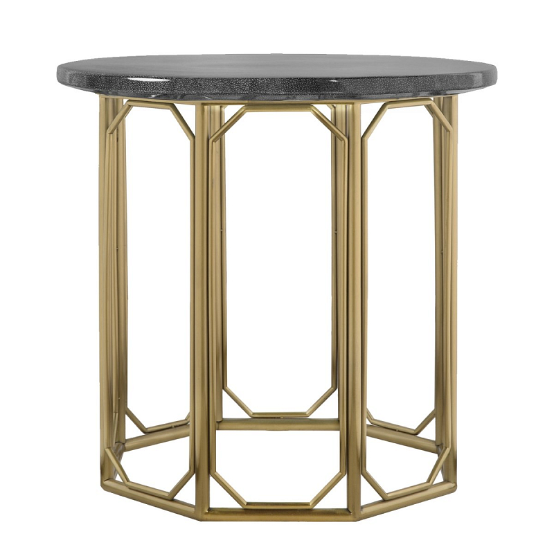Приставной стол Stingray Skin Round Table Латунь Серый Приставной стол Stingray Skin Round Table Латунь Серый во Владивостоке | Loft Concept