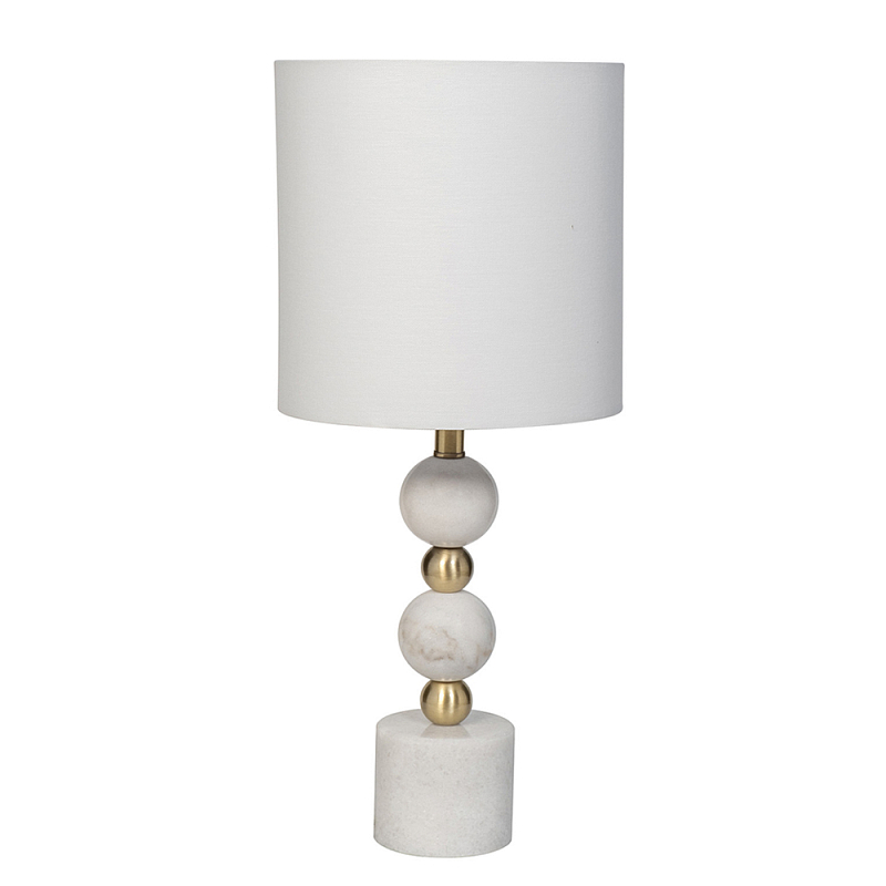 Лампа настольная с каркасом из мраморных шаров и белым абажуром Floor lamp Jewelry Белый Золотой во Владивостоке | Loft Concept 