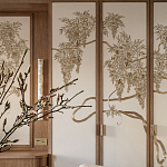 Обои с вышивкой ручной работы Deco Wisteria ﻿Midas colourway on Liso Pearl wool sateen варинант исполнения - 3 | Loft Concept во Владивостоке