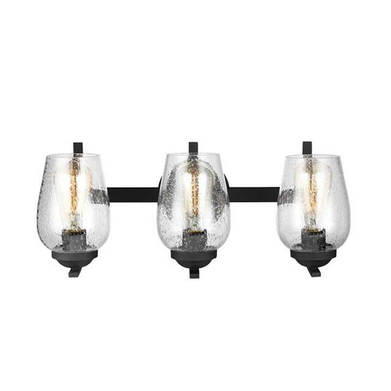 Бра черного цвета с 3-мя плафонами из прозрачного стекла с пузырьками Generation Lighting Черный Прозрачное Стекло во Владивостоке | Loft Concept 