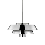 Подвесной светильник с широким многоярусным металлическим плафоном цвета никель в современном стиле Feiss варинант исполнения - 1 | Loft Concept во Владивостоке