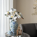 Ваза с крышкой и зелено-голубым рисунком на белом фоне 51 см Blue & White Ornament варинант исполнения - 5 | Loft Concept во Владивостоке