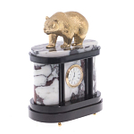 Часы настольные бронзовые с декором в виде медведя Bear Stone Clock варинант исполнения - 3 | Loft Concept во Владивостоке