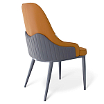 Стул оранжевый с высокой спинкой из искуственной кожи на серых металлических ножках Enigma Orange варинант исполнения - 2 | Loft Concept во Владивостоке