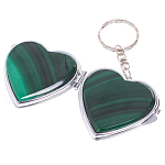 Зеркало брелок складное двухстороннее в форме сердца из натурального камня Малахит Stone Mirrors варинант исполнения - 2 | Loft Concept во Владивостоке