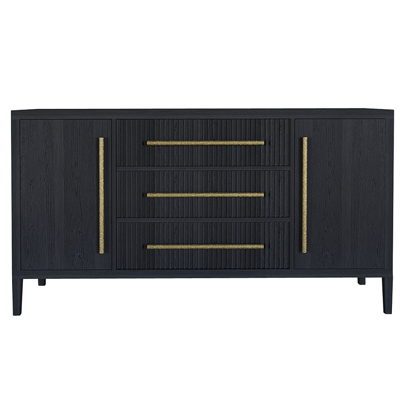Буфет Primo с тремя ящиками и двумя фасадами Черный дуб Черный матовый Золотой во Владивостоке | Loft Concept 