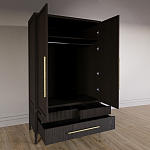 Шкаф платяной Primo с выдвижными ящиками шпон Темный орех варинант исполнения - 4 | Loft Concept во Владивостоке