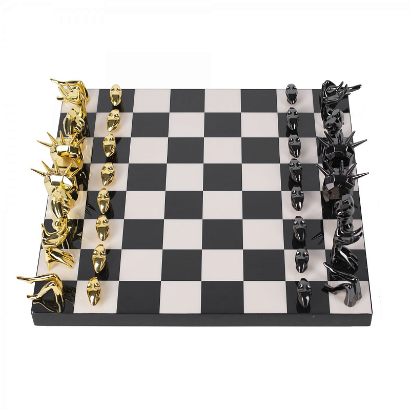 Шахматы Kelly Wearstler Dichotomy Chess Set Черный Белый Глянцевое золото Шахматы Kelly Wearstler Dichotomy Chess Set Черный Белый Глянцевое золото во Владивостоке | Loft Concept