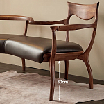 Кушетка с деревянным каркасом и сиденьем из коричневой натуральной кожи Moon Walnut Furniture варинант исполнения - 4 | Loft Concept во Владивостоке