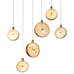 Подвесной светильник с плафонами из рельефного стекла Peony Glass Bronze Six варинант исполнения - 1 | Loft Concept во Владивостоке