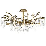Потолочная люстра в виде ветвей деревьев золотого цвета с прозрачными подвесками-каплями Droplet Chandelier варинант исполнения - 1 | Loft Concept во Владивостоке