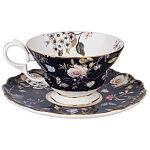 Чайный набор из фарфора темно-синий с рисунком цветов на 6 персон 12 предметов 280 мл Garden Whisper Porcelain Set  варинант исполнения - 4 | Loft Concept во Владивостоке