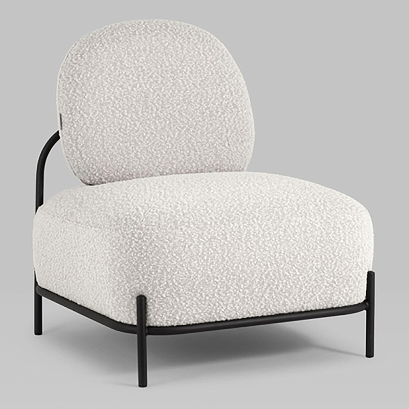 Кресло Стоун ткань букле Белый Черный во Владивостоке | Loft Concept 