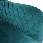 Барный стул со спинкой и подлокотниками на 4-х деревянных ножках Douglas Rhombus Бирюзовый Велюр варинант исполнения - 2 | Loft Concept во Владивостоке