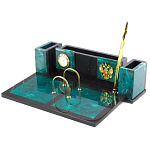 Настольный письменный набор из змеевика с часами и календарницей Successful Leader варинант исполнения - 2 | Loft Concept во Владивостоке