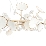 Люстра круглая с белыми лепестками из керамики и прозрачными хрустальными цветками Диаметр 82 см Wintery flovers варинант исполнения - 4 | Loft Concept во Владивостоке